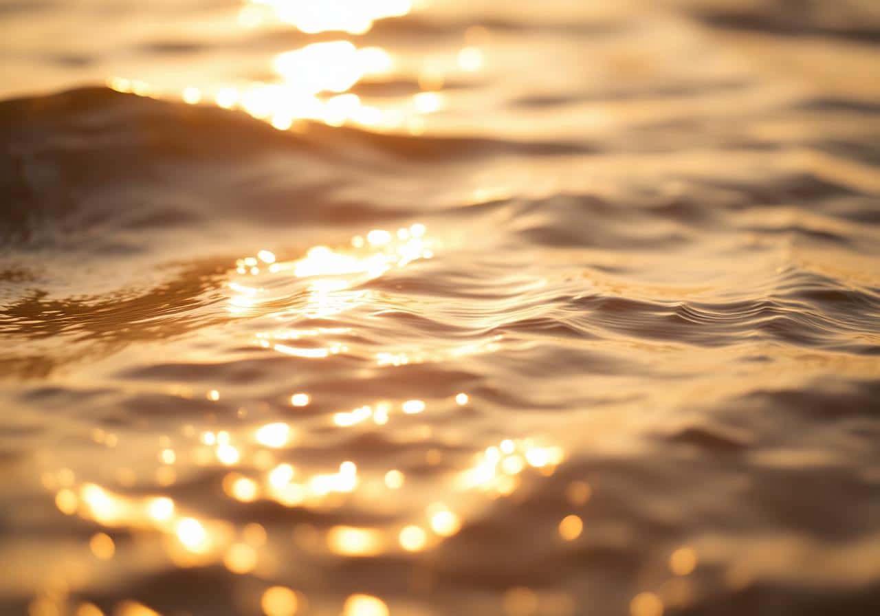 Golden sunlit ocean water off the Kona coast